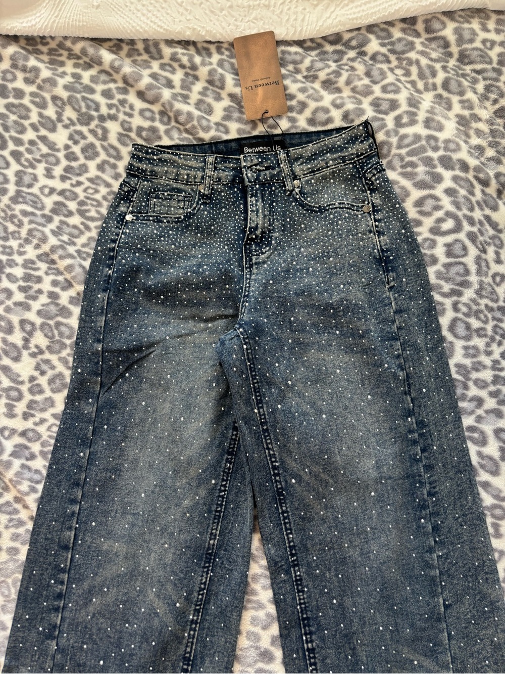 Straight Leg Rhinestone Jeans - Picture 2 of 3
